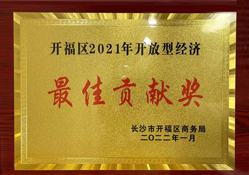 “开放型经济最佳贡献奖”